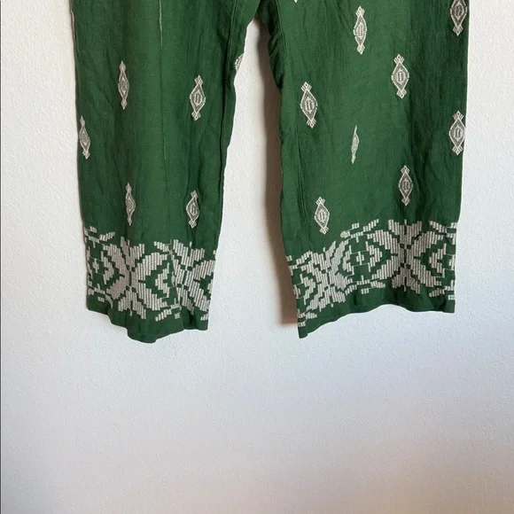 Zara Green Patterned Wide Leg Pants - Picture 6 of 10